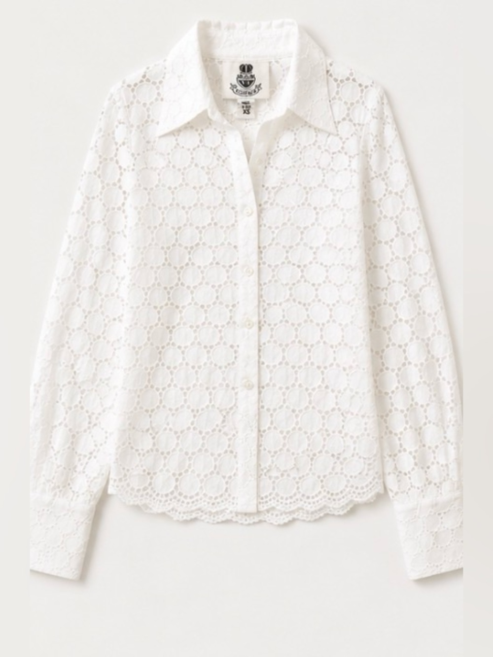 [Renfrew] White Cotton Eyelet Button Down Blouse Sz XS